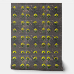 Art deco floral wall paper with gold speckles