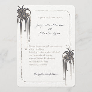Art Deco Floral Wedding Invitation