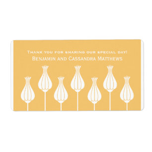 Art Deco Floral Wedding Labels, Coral