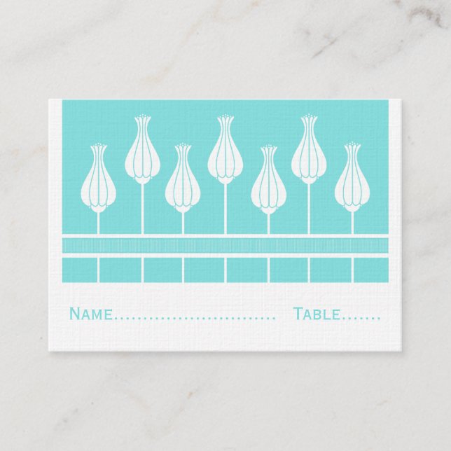 Art Deco Floral Wedding Place Card (Front)