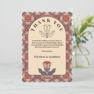 Art Deco Floral Wedding Thank You Card Retro