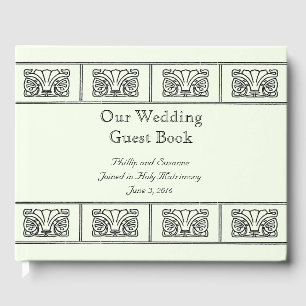 Art Deco Flower Border Wedding with Bible Verses Guest Book