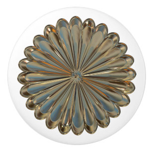 Art deco flower medallion ceramic knob