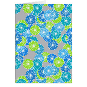 Art Deco flower pattern - blue and lime green