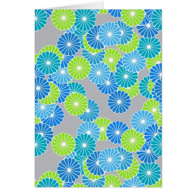Art Deco flower pattern - blue and lime green (Front)