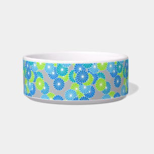 Art Deco flower pattern - blue and lime green Bowl