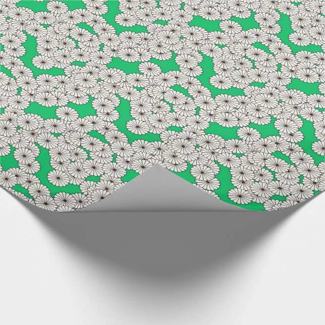 Art Deco flower pattern - cream on jade green Wrapping Paper (Corner)