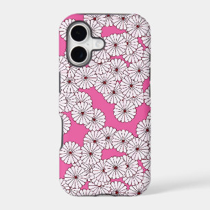 Art Deco flower pattern - cream on pink
