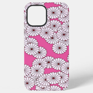 Art Deco flower pattern - cream on pink iPhone Case