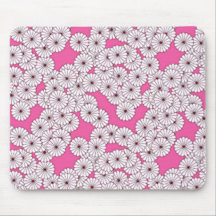 Art Deco flower pattern - cream on pink Mouse Pad