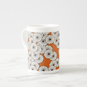 Art Deco flower pattern - cream on rust Bone China Mug