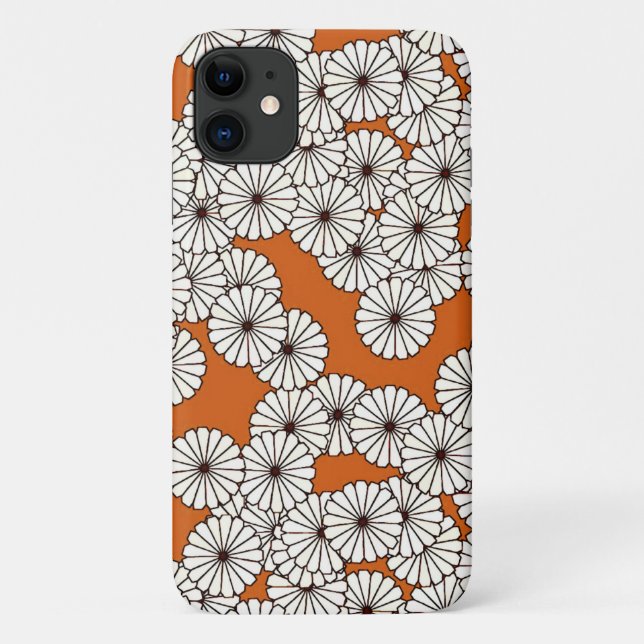 Art Deco flower pattern - cream on rust Case-Mate iPhone Case (Back)