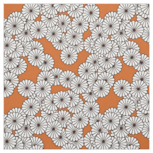 Art Deco flower pattern - cream on rust Fabric