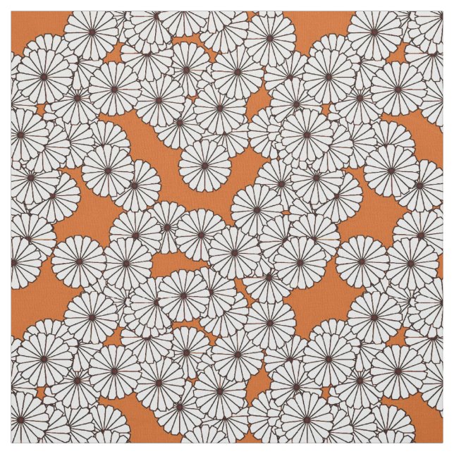 Art Deco flower pattern - cream on rust Fabric (Swatch)