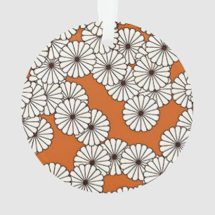 Art Deco flower pattern - cream on rust Ornament