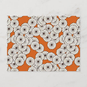 Art Deco flower pattern - cream on rust Postcard