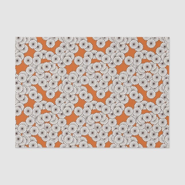 Art Deco flower pattern - cream on rust Tissue Paper (Front)