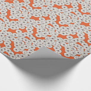 Art Deco flower pattern - cream on rust Wrapping Paper