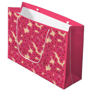 Art Deco flower pattern - deep pink and peach Large Gift Bag