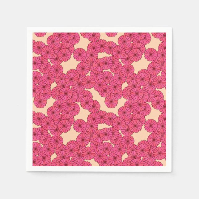 Art Deco flower pattern - deep pink and peach Napkin (Front)