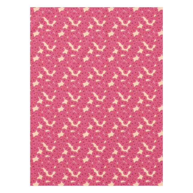Art Deco flower pattern - deep pink and peach Tablecloth (Front)