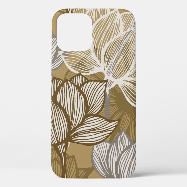 Art deco flower pattern. Flower gold line art. flo Case-Mate iPhone Case (Back)