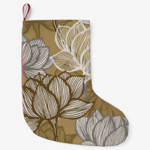 Art deco flower pattern. Flower gold line art. flo Small Christmas Stocking