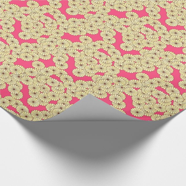 Art Deco flower pattern - light yellow on coral Wrapping Paper (Corner)