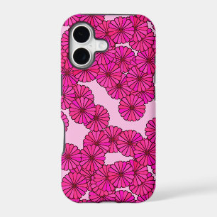 Art Deco flower pattern - magenta on pink