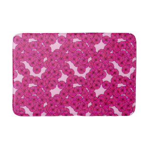 Art Deco flower pattern - magenta on pink Bath Mat
