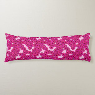 Art Deco flower pattern - magenta on pink Body Cushion