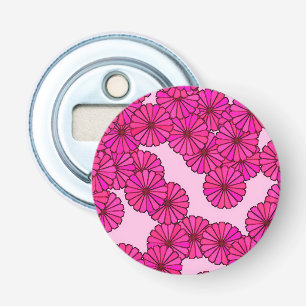 Art Deco flower pattern - magenta on pink Bottle Opener