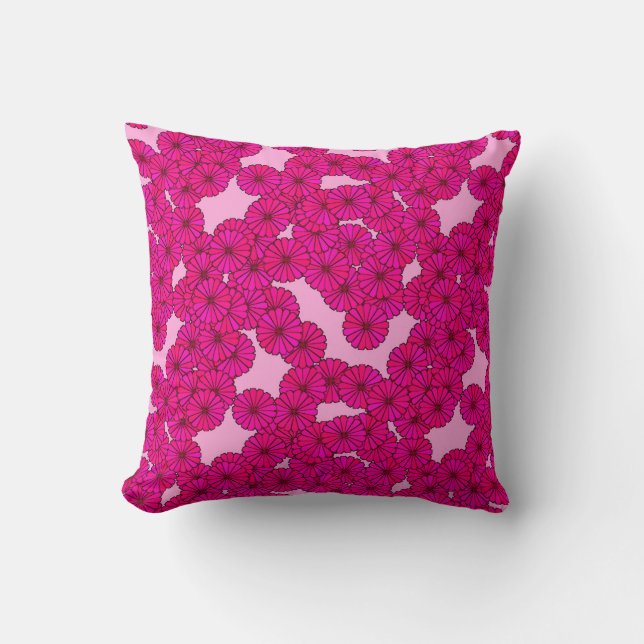 Art Deco flower pattern - magenta on pink Cushion (Front)