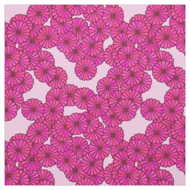 Art Deco flower pattern - magenta on pink Fabric (Swatch)