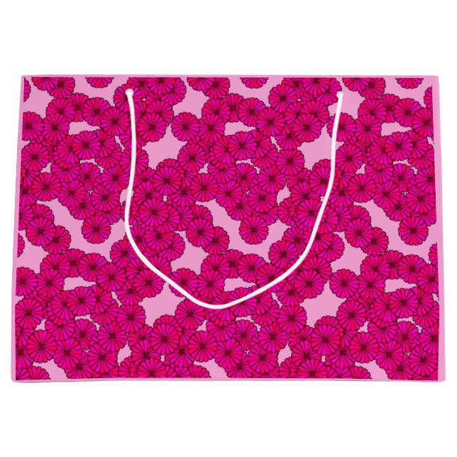 Art Deco flower pattern - magenta on pink Large Gift Bag (Front)