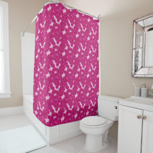 Art Deco flower pattern - magenta on pink Shower Curtain