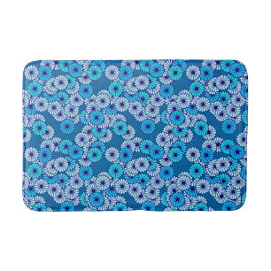 Art Deco flower pattern - shades of blue Bath Mat