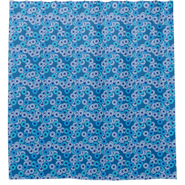 Art Deco flower pattern - shades of blue Shower Curtain (Front)