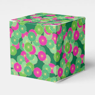 Art Deco flower pattern - shades of green, fuchsia Favour Box