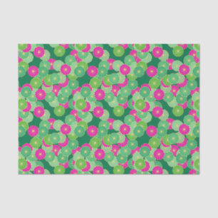 Art Deco flower pattern - shades of green, fuchsia Tissue Paper