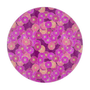 Art Deco flower pattern - shades of violet, coral Cutting Board