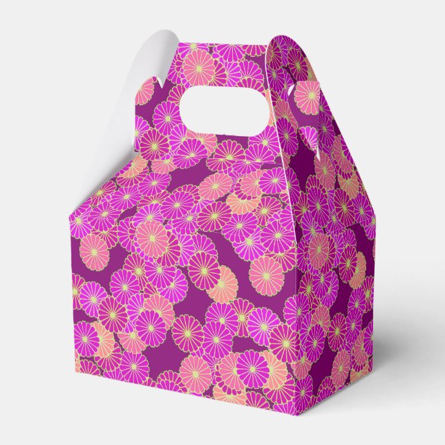 Art Deco flower pattern - shades of violet, coral Favour Box (Front Side)