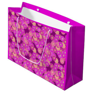 Art Deco flower pattern - shades of violet, coral Large Gift Bag