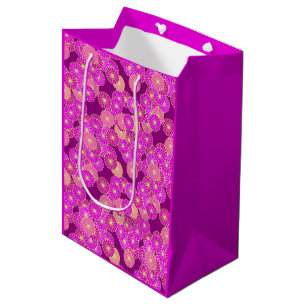Art Deco flower pattern - shades of violet, coral Medium Gift Bag