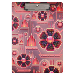Art deco flower pattern vintage floral geometric clipboard