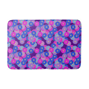 Art Deco flower pattern - violet, blue and purple Bath Mat
