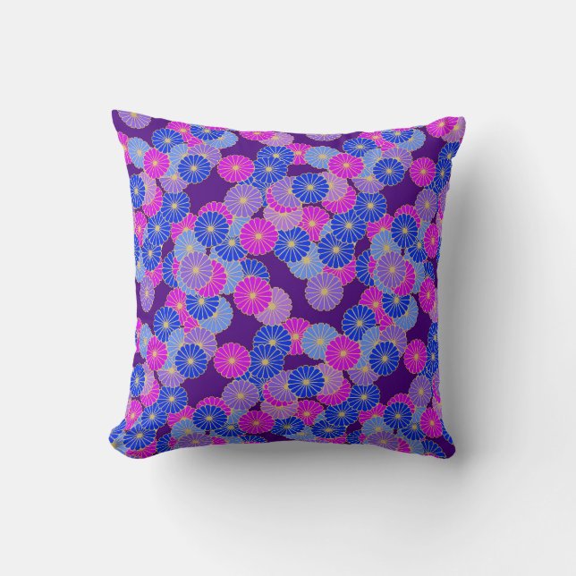 Art Deco flower pattern - violet, blue and purple Cushion (Front)