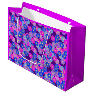 Art Deco flower pattern - violet, blue and purple Large Gift Bag