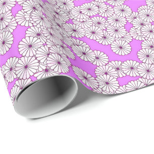 Art Deco flower pattern - white on orchid Wrapping Paper