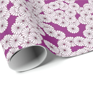 Art Deco flower pattern - white on purple Wrapping Paper